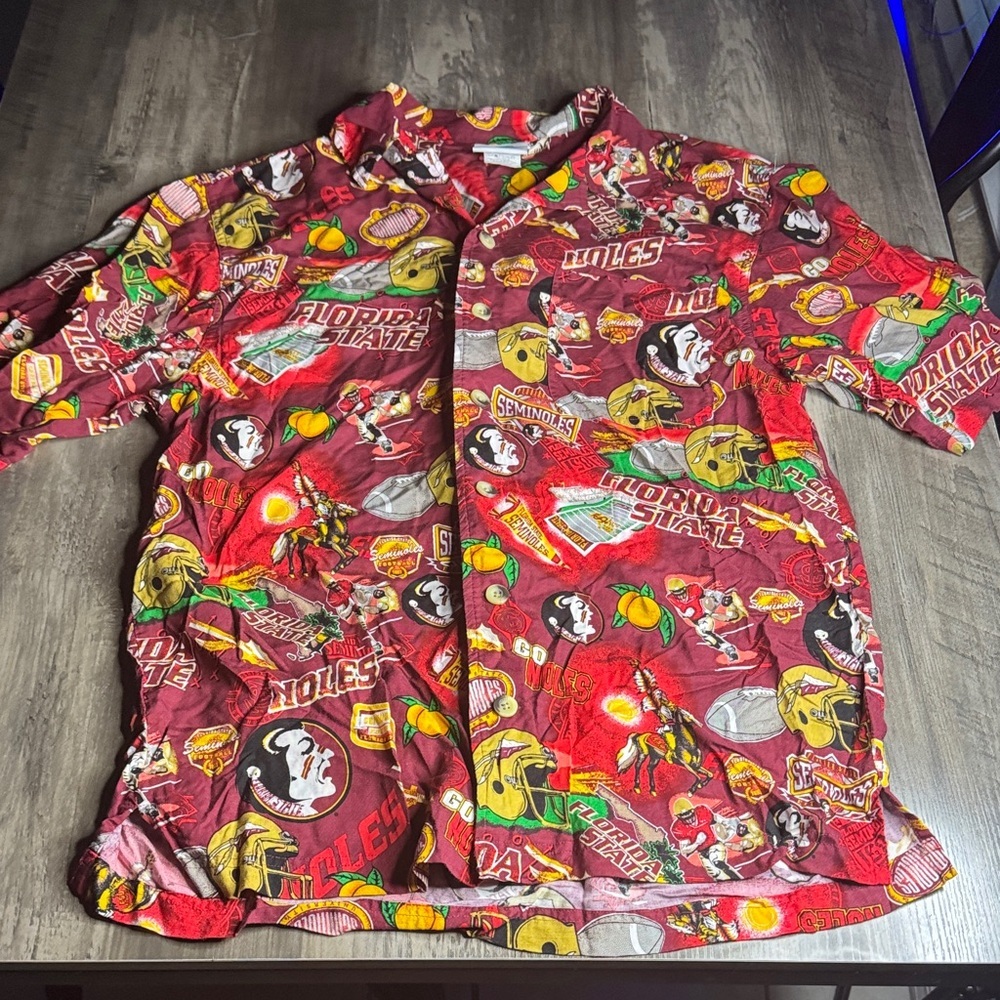 NCAA Garnet Florida State All-Over Print Short-Sleeve Button Down Shirt